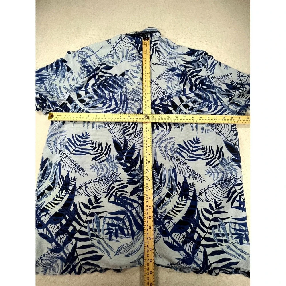 Y2K Tommy Bahama Shirt Mens XL Blue Tropical Hawaiian Camp Collar Button Up